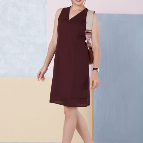 Chai Coffee V-Neck Formal Dress